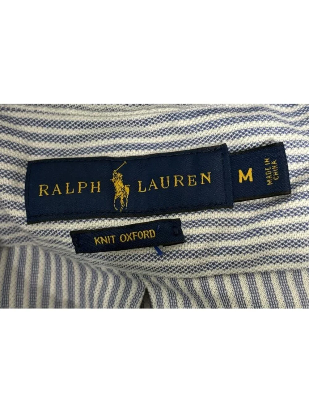 Ralph Lauren Mens Striped Knit Oxford Polo Shirt Sz M Embroidered Flags Nautical
